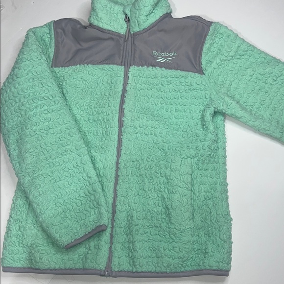 Reebok Light Green and Gray Sherpa Jacket - Picture 3 of 9